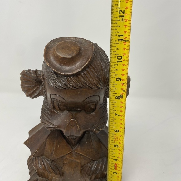 Vintage Hand Carved Wood Bear Figure With Hat - Picture 5 of 6